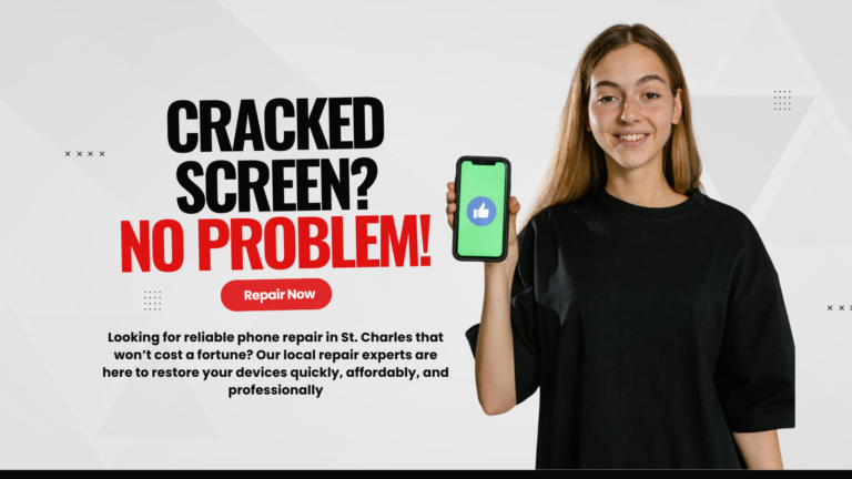 Girl holding fixed screen of her phone