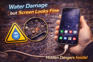 Water Damage but Screen Looks Fine