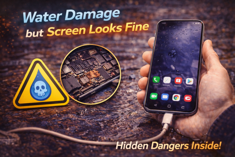 Water Damage but Screen Looks Fine